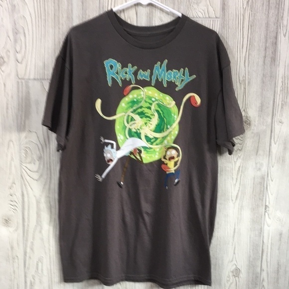 Rick And Morty Portal Mens T-Shirt Large Gray - Picture 1 of 4